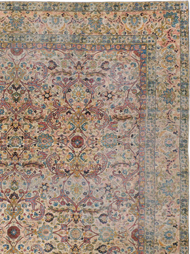 Antique Persian Lavar Kerman Rug, No.16260 - Staging