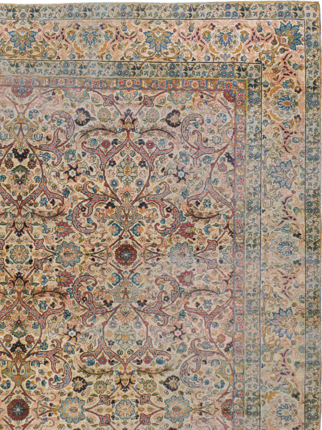 Antique Persian Lavar Kerman Rug, No.16260 - Staging