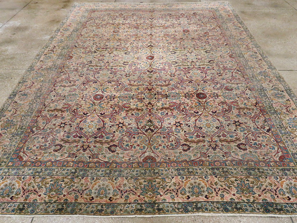 Antique Persian Lavar Kerman Rug, No.16260 - Staging