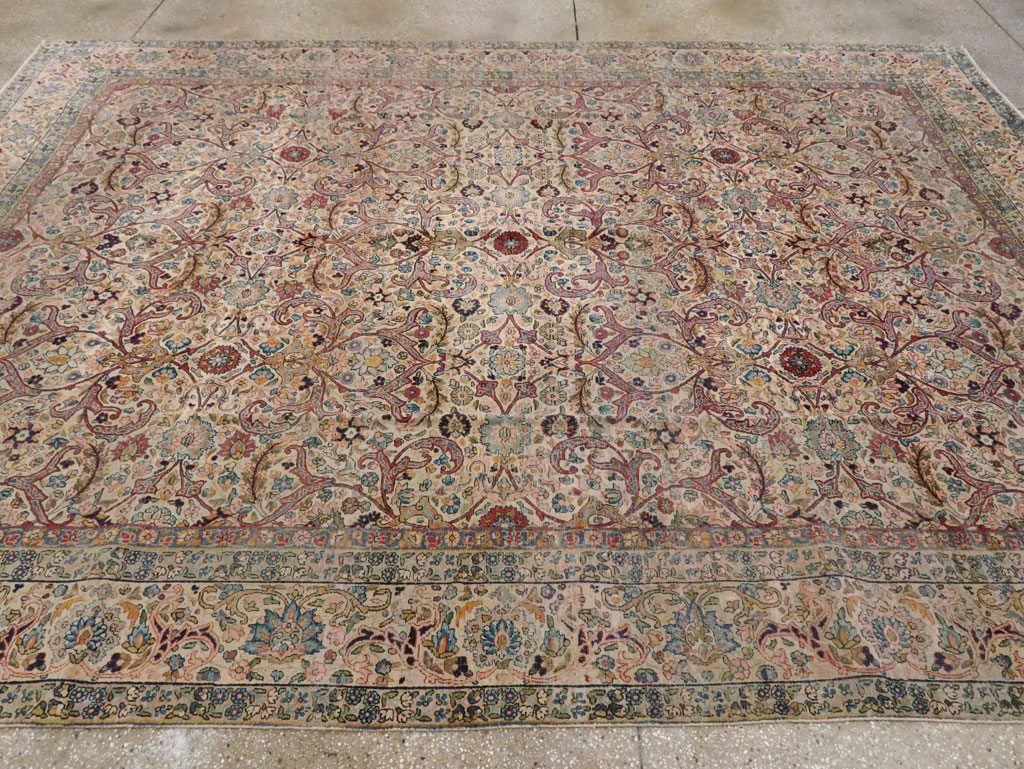 Antique Persian Lavar Kerman Rug, No.16260 - Staging