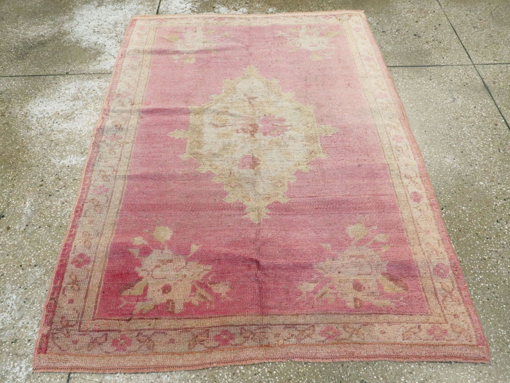 Antique Turkish Oushak Rug, No.16285 - Staging