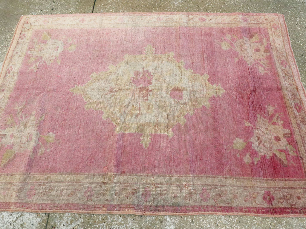Antique Turkish Oushak Rug, No.16285 - Staging