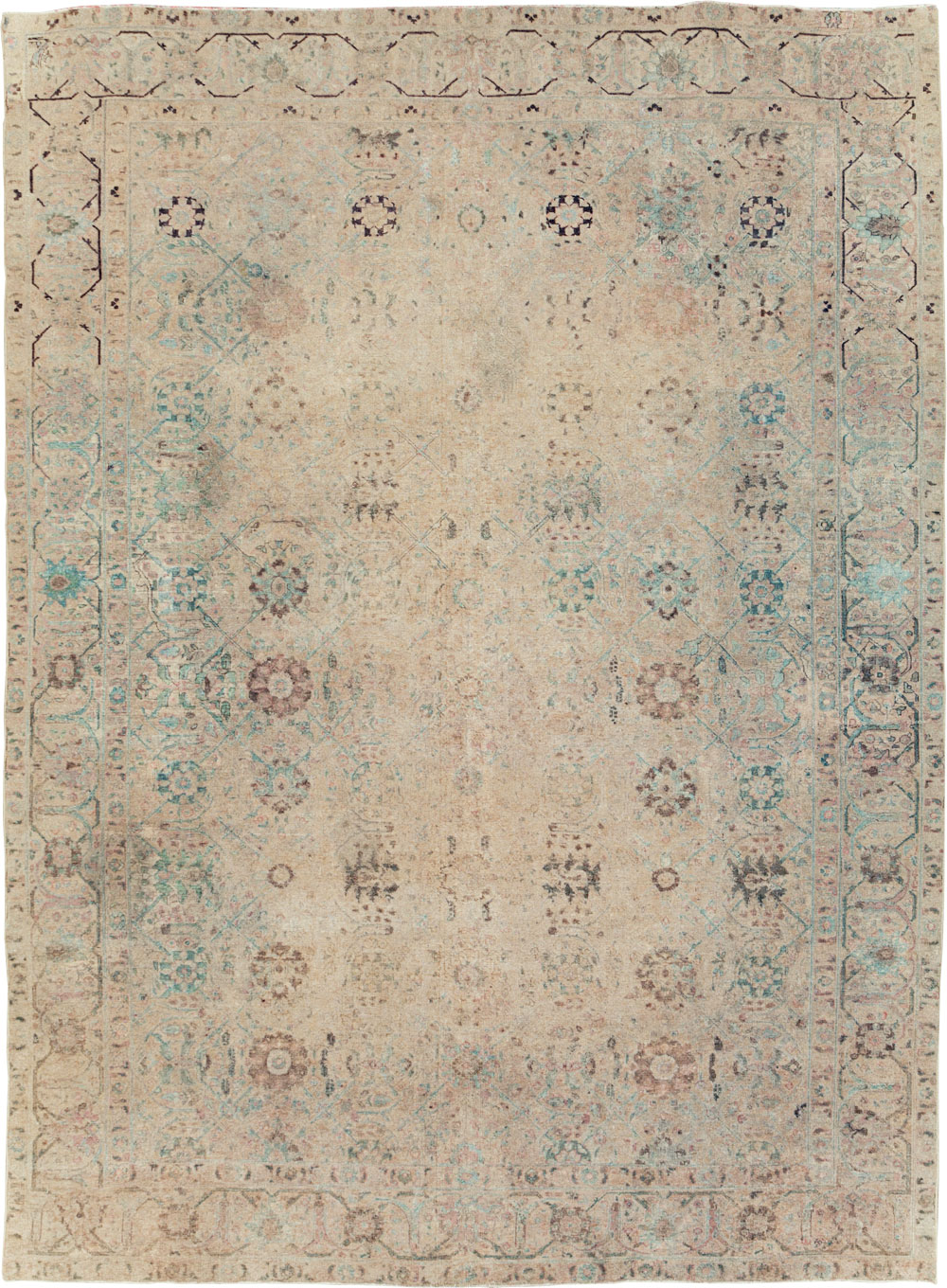 Antique Persian Tabriz Small Room Size Carpet, No.16350 - Staging