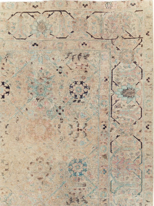 Antique Persian Tabriz Small Room Size Carpet, No.16350 - Staging