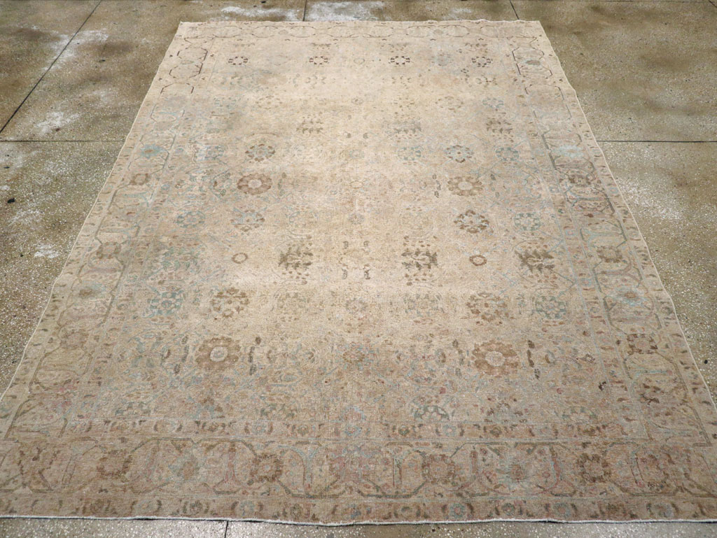 Antique Persian Tabriz Small Room Size Carpet, No.16350 - Staging