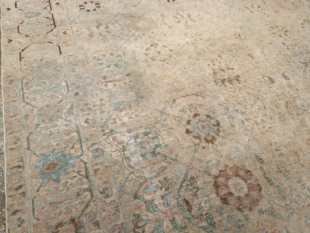 Antique Persian Tabriz Small Room Size Carpet, No.16350 - Staging