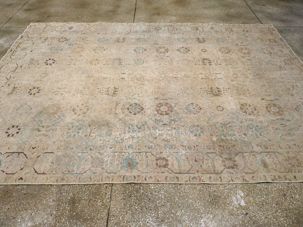 Antique Persian Tabriz Small Room Size Carpet, No.16350 - Staging