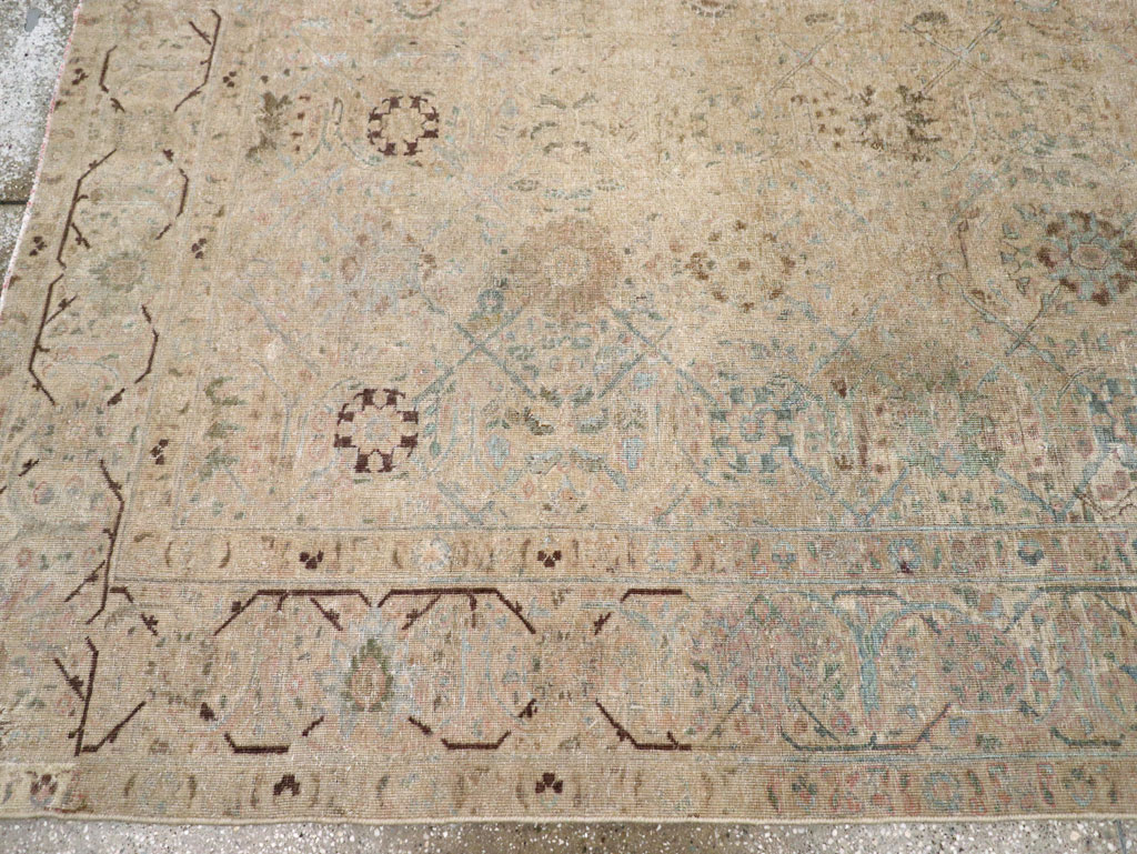 Antique Persian Tabriz Small Room Size Carpet, No.16350 - Staging