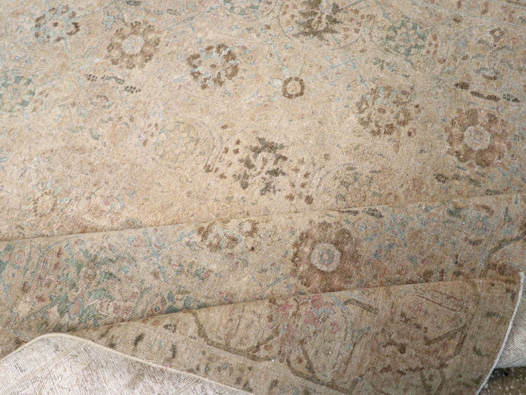 Antique Persian Tabriz Small Room Size Carpet, No.16350 - Staging