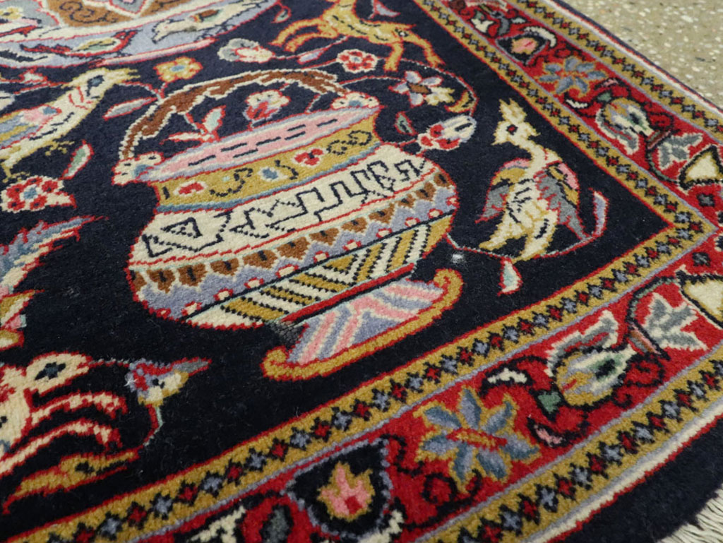 Vintage Persian Quom Pictorial Rug, No.16464 - Staging
