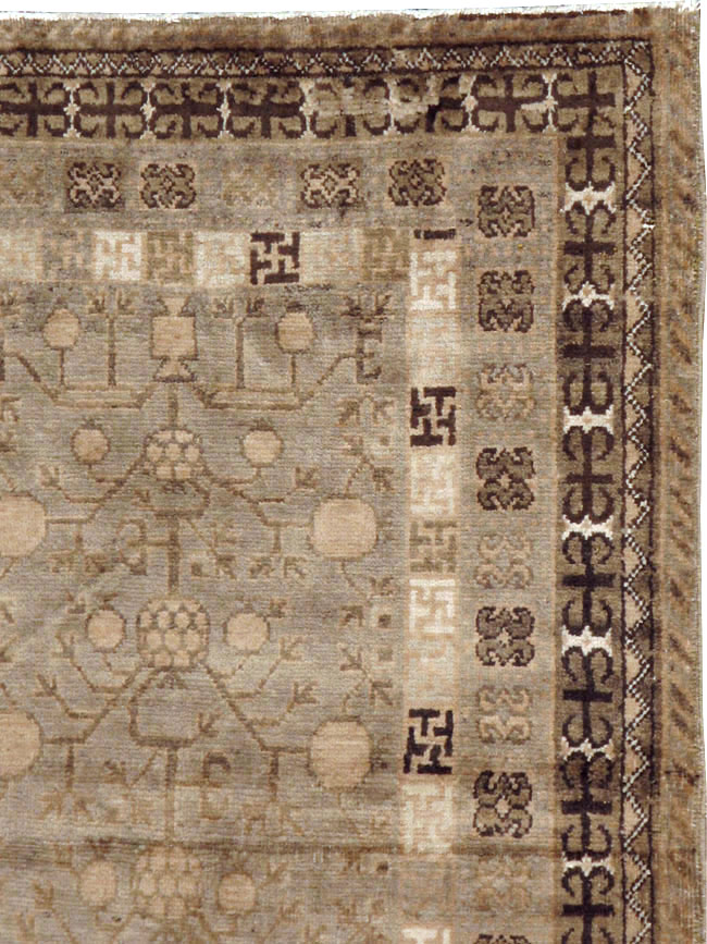 Vintage East Turkestan Khotan Rug, No.16473 - Staging