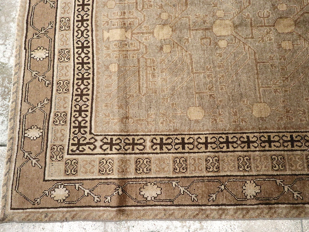 Vintage East Turkestan Khotan Carpet, No.16476 - Staging