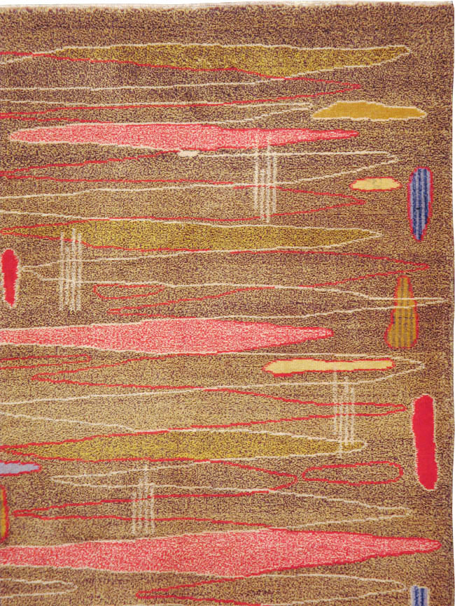 Vintage Turkish Art Deco Style Carpet, No.16525 - Staging