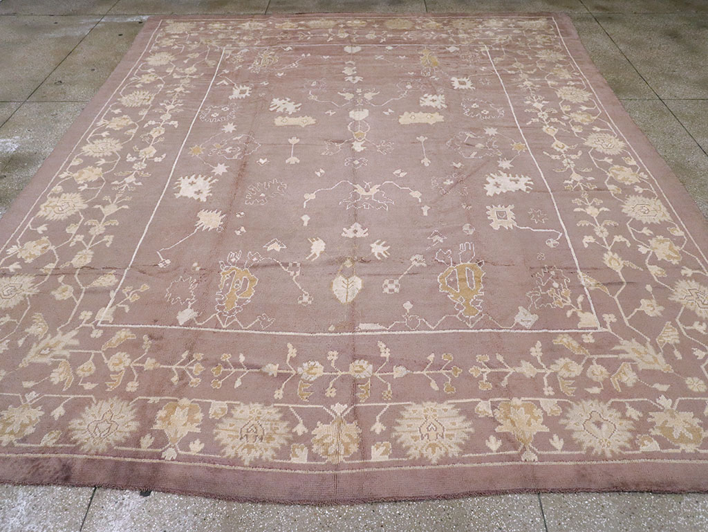 Antique Turkish Oushak Rug, No.16554 - Staging