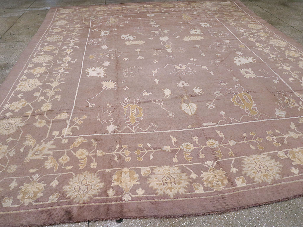 Antique Turkish Oushak Rug, No.16554 - Staging