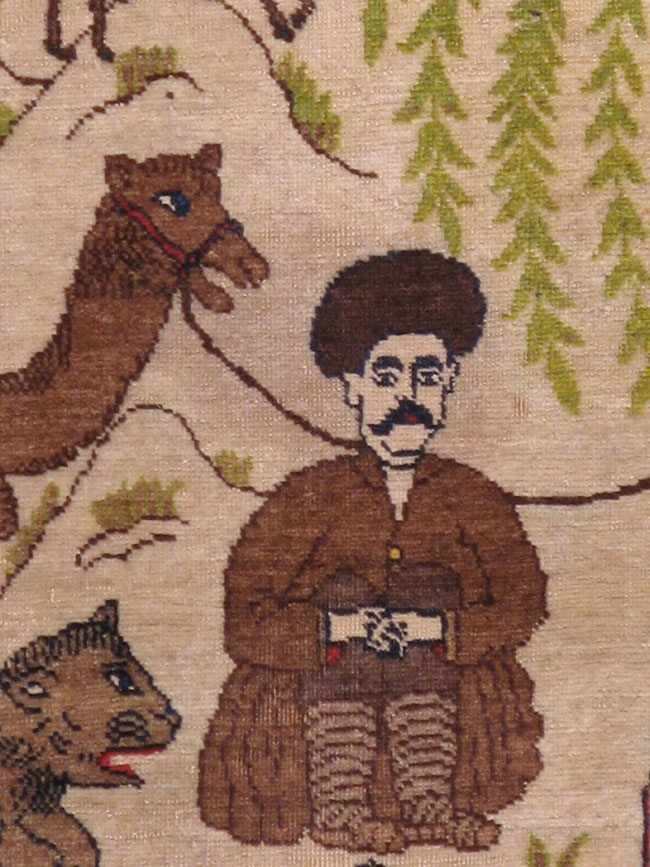 Vintage Persian Tabriz Pictorial Rug, No.16777 - Staging