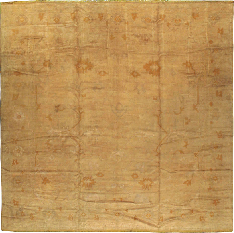 Antique Turkish Oushak Square Carpet, No.16840 - Staging