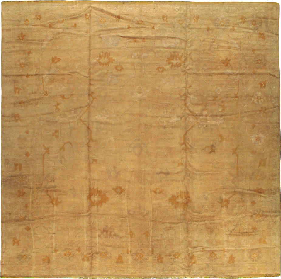 Antique Turkish Oushak Square Carpet, No.16840 - Staging