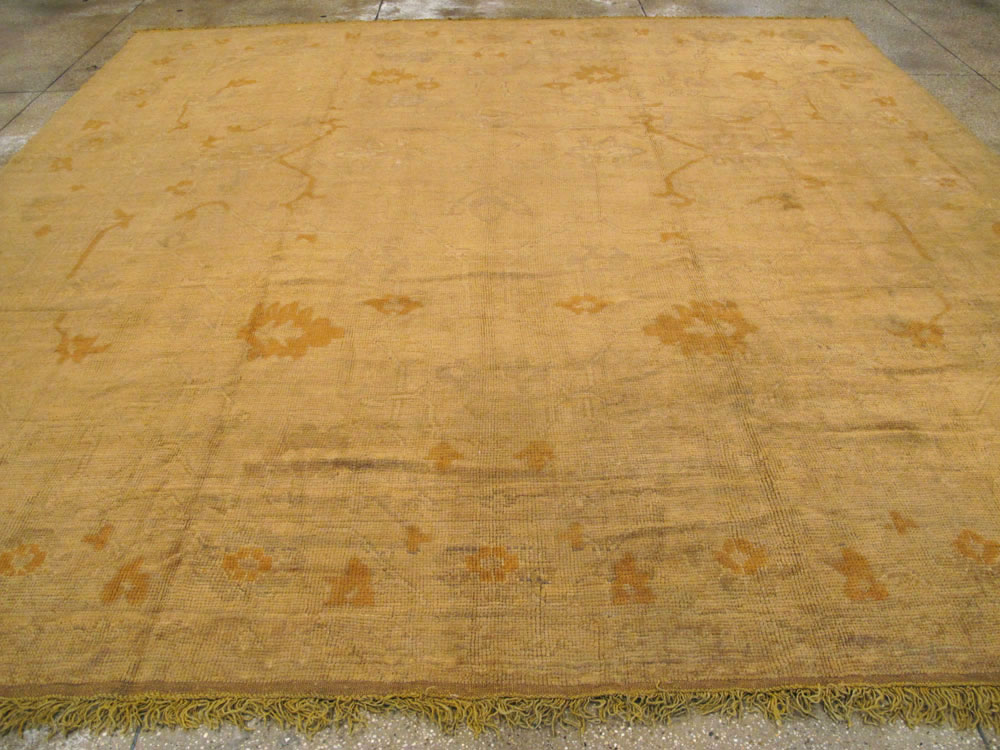 Antique Turkish Oushak Square Carpet, No.16840 - Staging