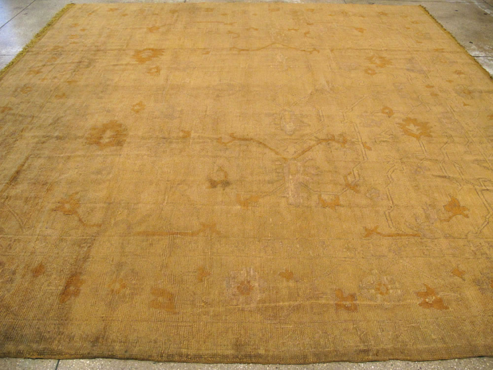 Antique Turkish Oushak Square Carpet, No.16840 - Staging