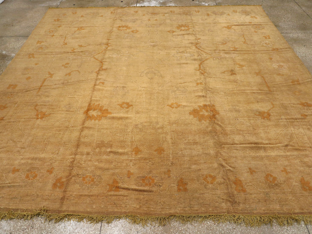Antique Turkish Oushak Square Carpet, No.16840 - Staging