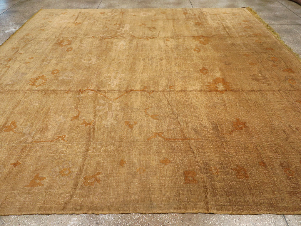 Antique Turkish Oushak Square Carpet, No.16840 - Staging