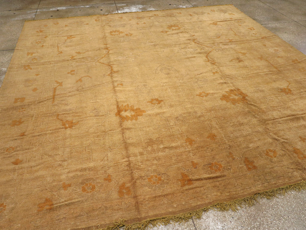 Antique Turkish Oushak Square Carpet, No.16840 - Staging