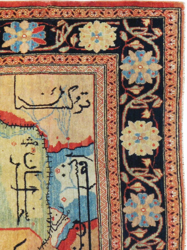 Vintage Persian Tabriz Map Rug, No.16841 - Staging