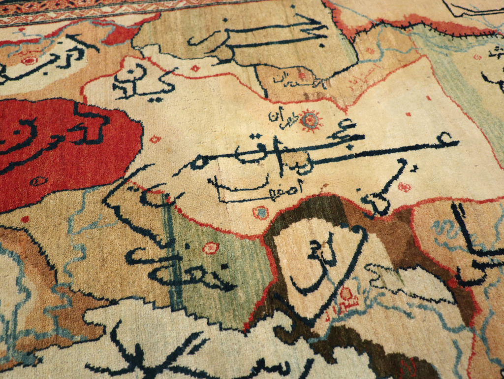 Vintage Persian Tabriz Map Rug, No.16841 - Staging