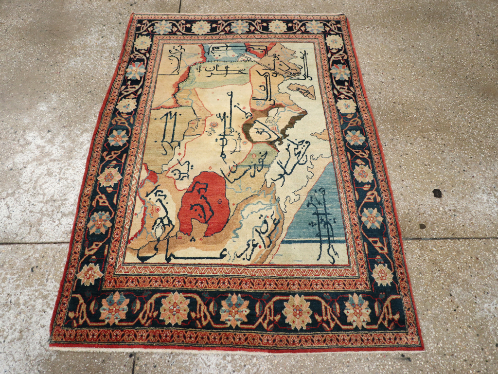 Vintage Persian Tabriz Map Rug, No.16841 - Staging