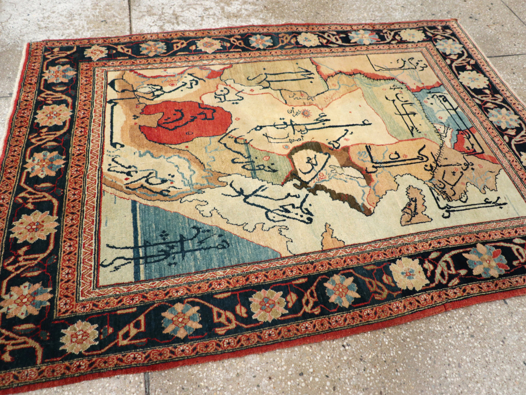 Vintage Persian Tabriz Map Rug, No.16841 - Staging