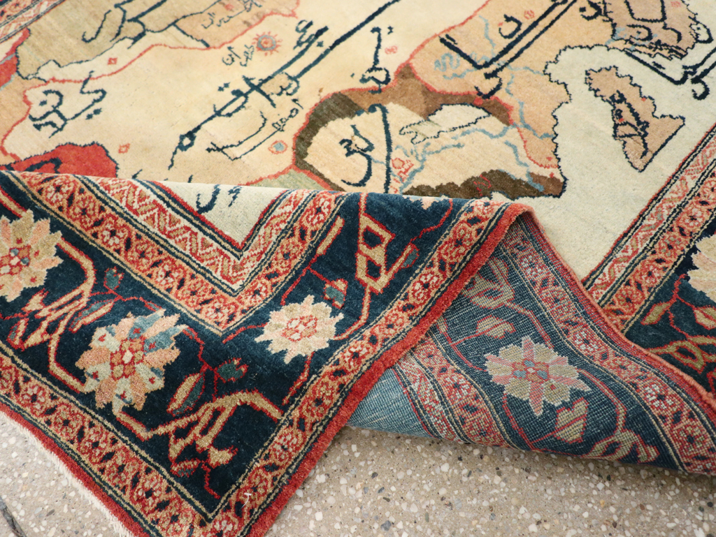 Vintage Persian Tabriz Map Rug, No.16841 - Staging