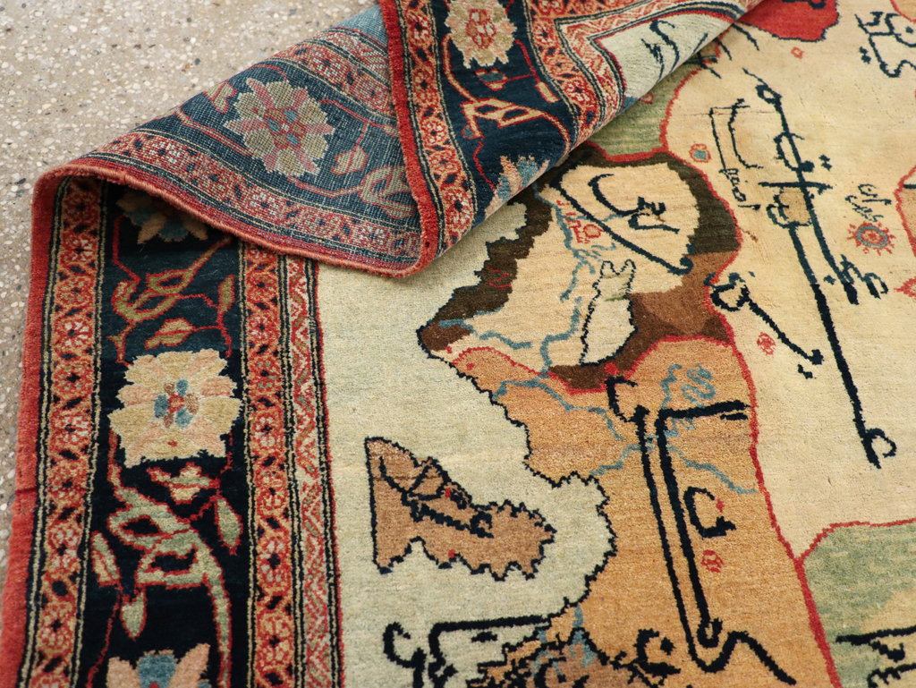 Vintage Persian Tabriz Map Rug, No.16841 - Staging