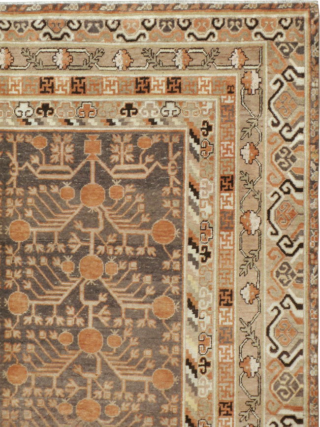 Antique East Turkestan Khotan Carpet, No.16875 - Staging