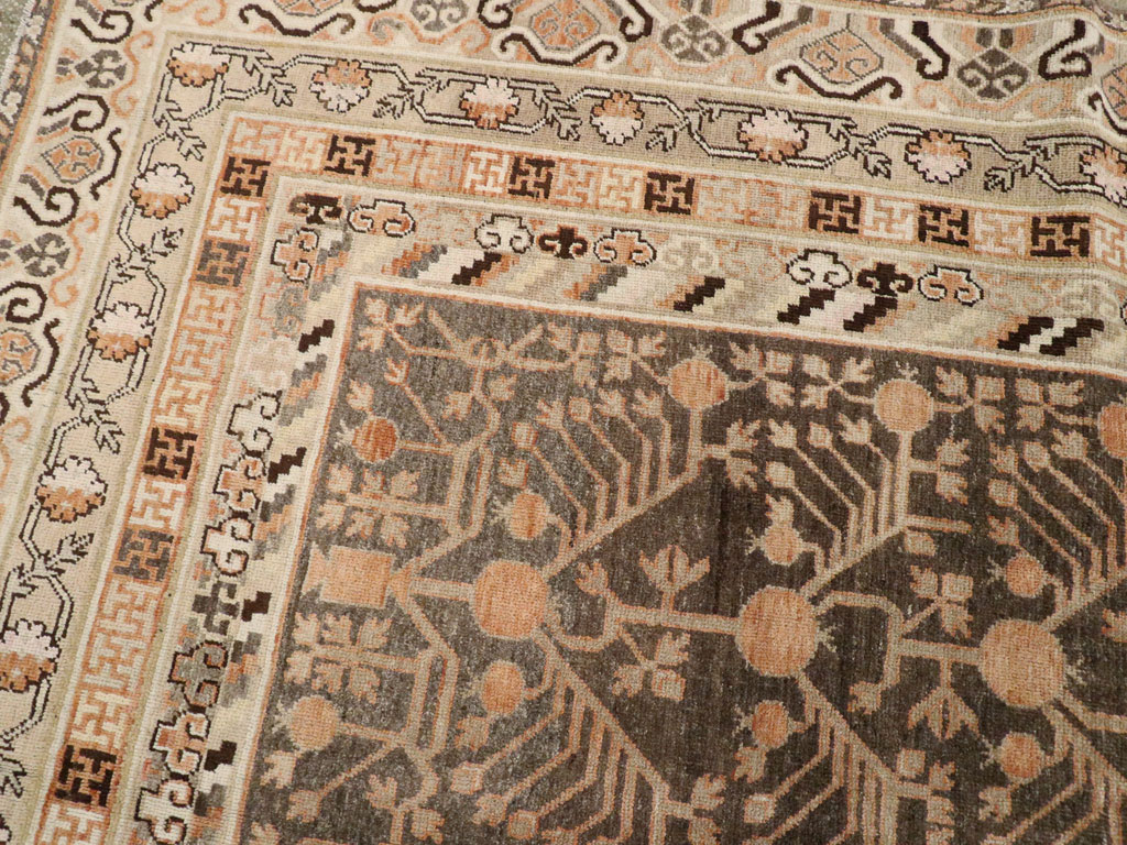 Antique East Turkestan Khotan Carpet, No.16875 - Staging