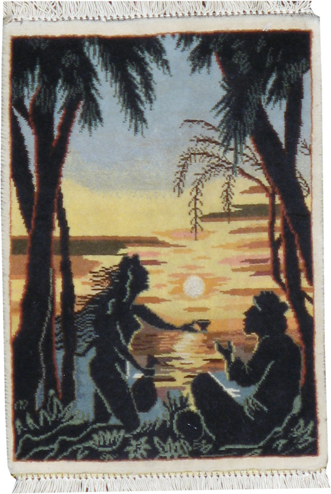 Vintage Persian Tabriz Pictorial Rug, No.16984 - Staging