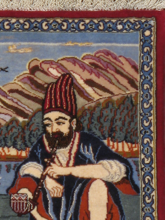 Vintage Persian Isfahan Pictorial Rug, No.16986 - Staging