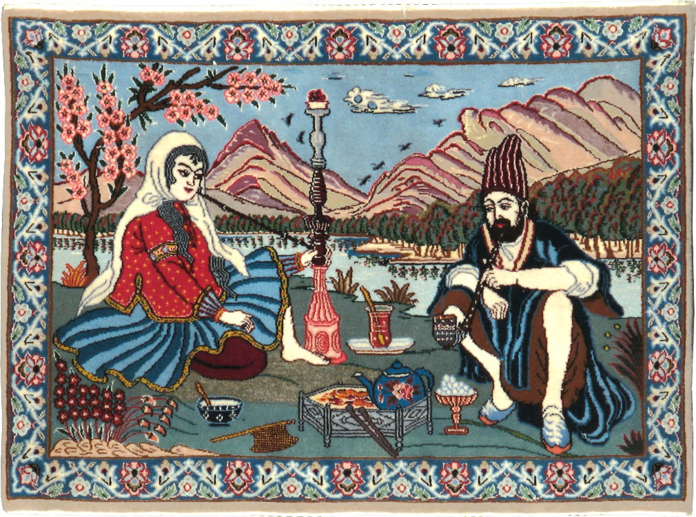Vintage Isfahan Pictorial Rug, No.16987 - Staging