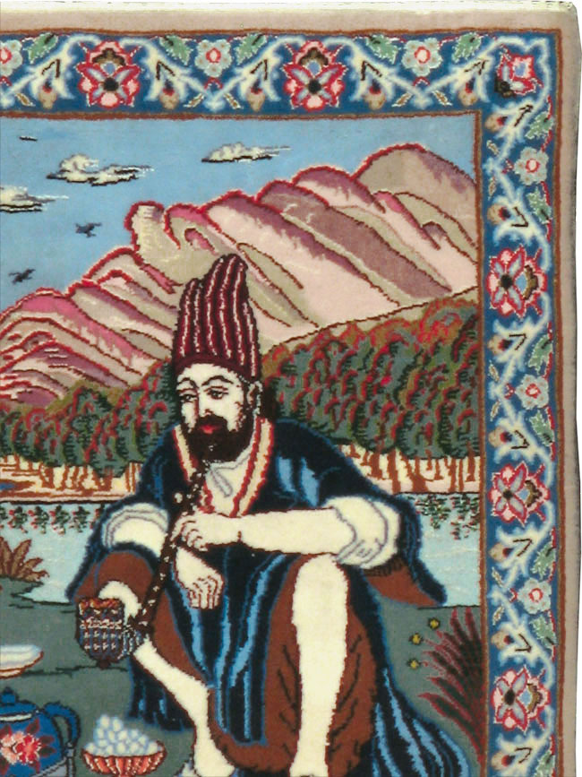 Vintage Isfahan Pictorial Rug, No.16987 - Staging