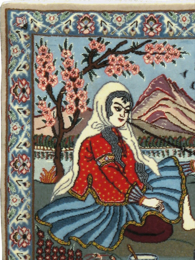 Vintage Isfahan Pictorial Rug, No.16987 - Staging