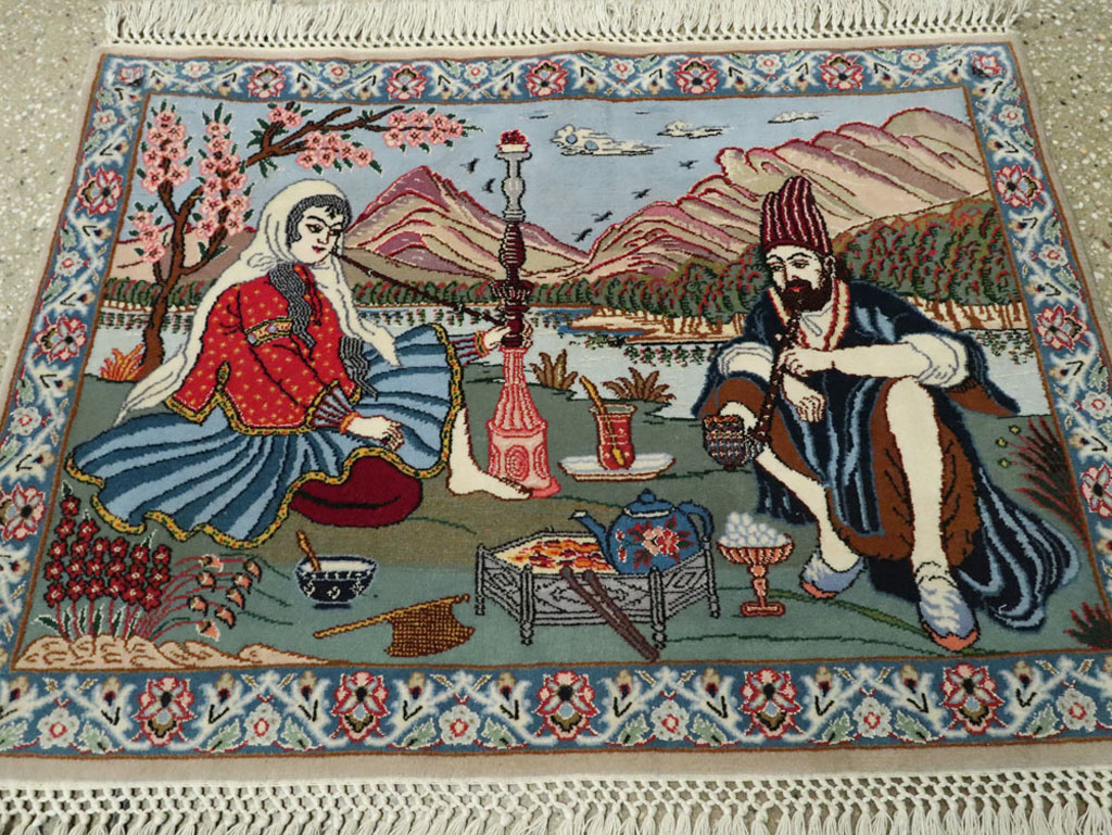 Vintage Isfahan Pictorial Rug, No.16987 - Staging