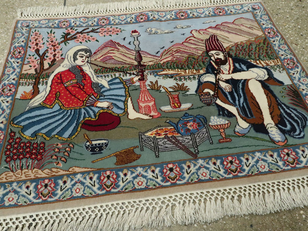 Vintage Isfahan Pictorial Rug, No.16987 - Staging