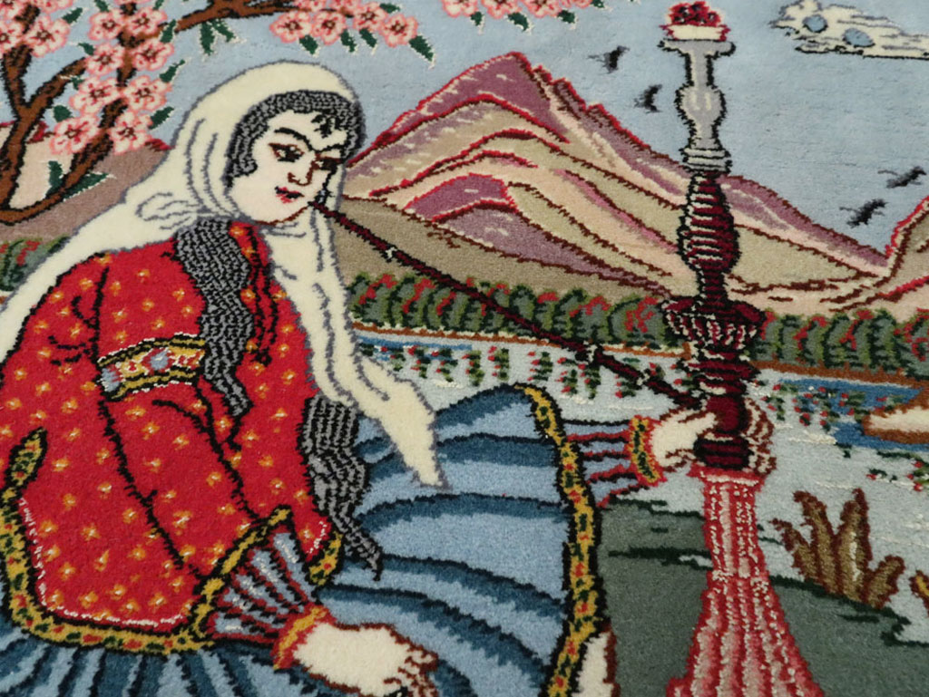 Vintage Isfahan Pictorial Rug, No.16987 - Staging