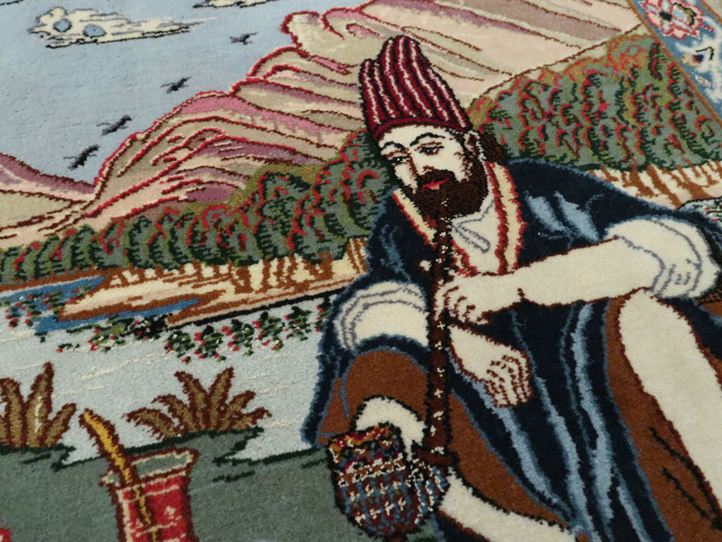 Vintage Isfahan Pictorial Rug, No.16987 - Staging