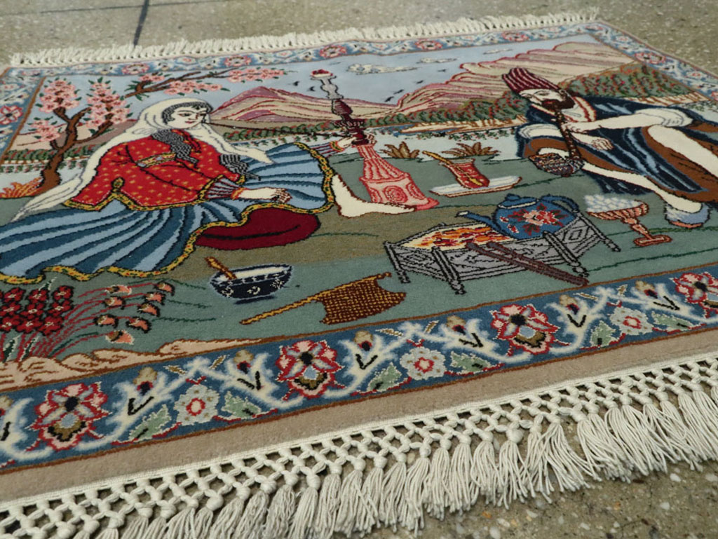 Vintage Isfahan Pictorial Rug, No.16987 - Staging