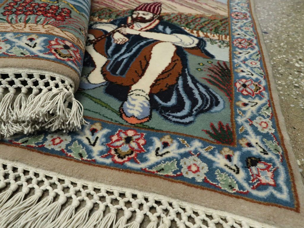 Vintage Isfahan Pictorial Rug, No.16987 - Staging