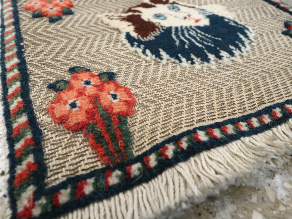 Vintage Persian Souf Tabriz Pictorial Rug (Pair: 1 of 2), No.16999 - Staging