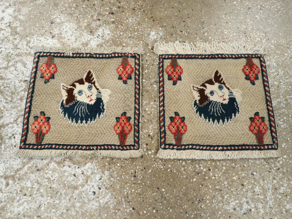 Vintage Persian Souf Tabriz Pictorial Rug (Pair: 1 of 2), No.16999 - Staging