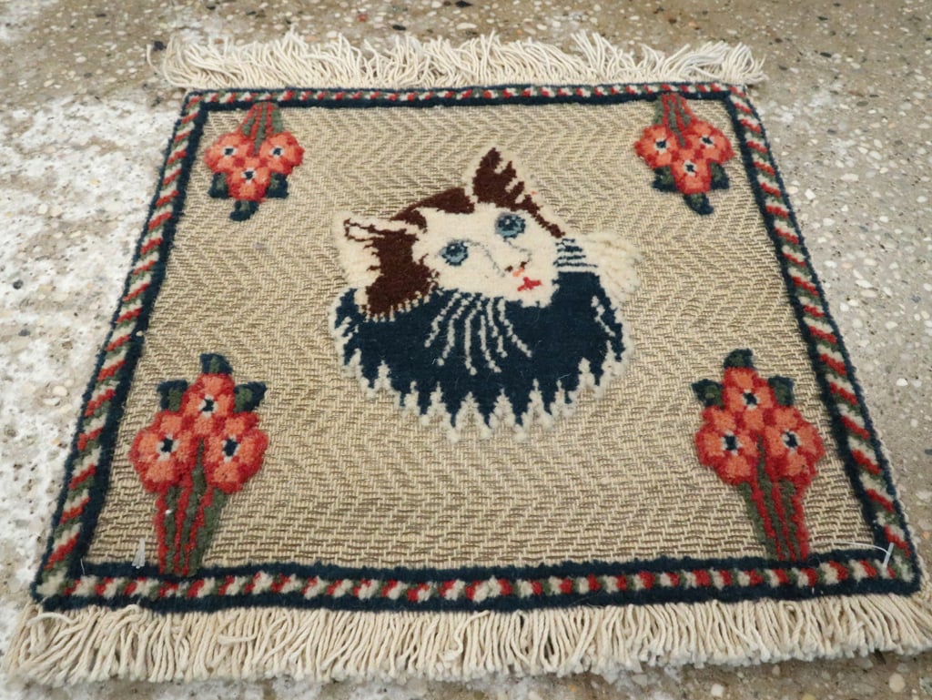 Vintage Persian Souf Tabriz Pictorial Rug (Pair: 2 of 2), No.17000 - Staging
