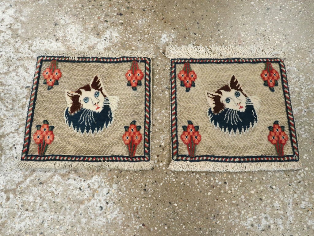 Vintage Persian Souf Tabriz Pictorial Rug (Pair: 2 of 2), No.17000 - Staging